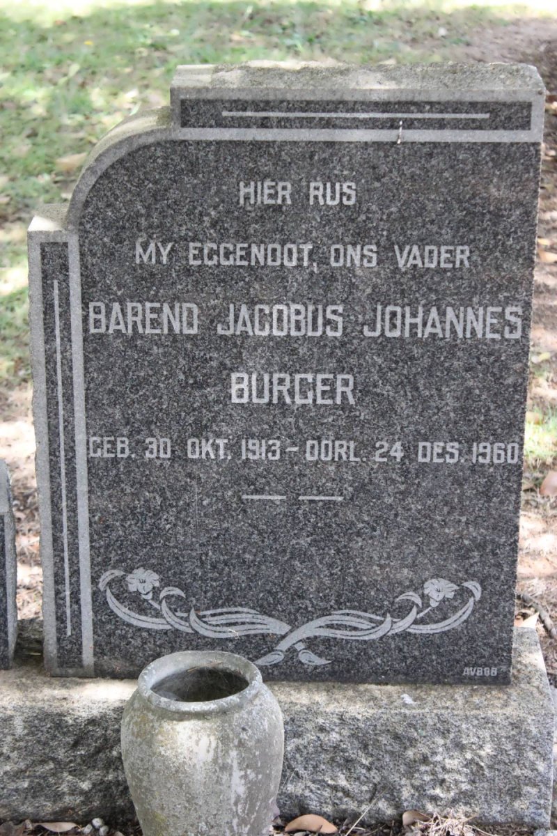 BURGER Barend Jacobus Johannes 1913-1960