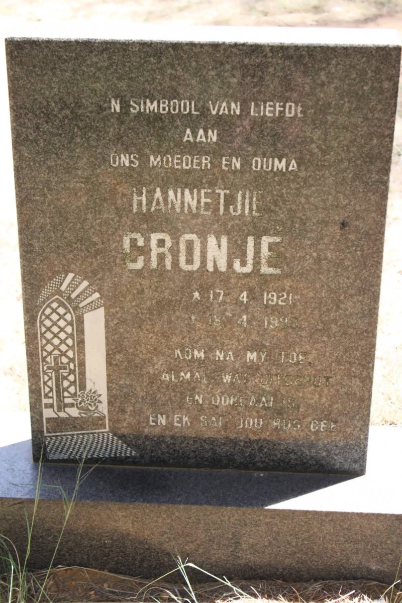 CRONJE Hannetjie 1921-1993