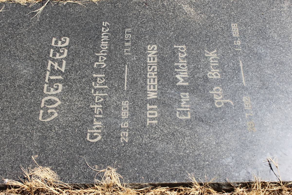 COETZEE Christoffel Johannes 1906-1971 &amp; Elma Mildred BRINK 1912-1998