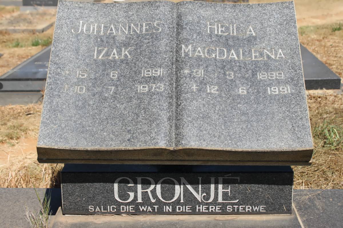 CRONJE Johannes Izak 1891-1973 &amp; Heila Magdalena 1899-1991