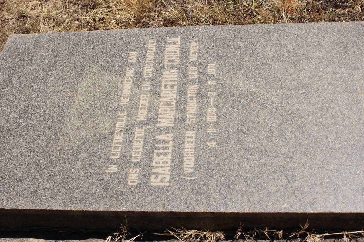 CRONJE Isabella Margaretha, formerly SYMINGTON, nee MEYER 1878-1971