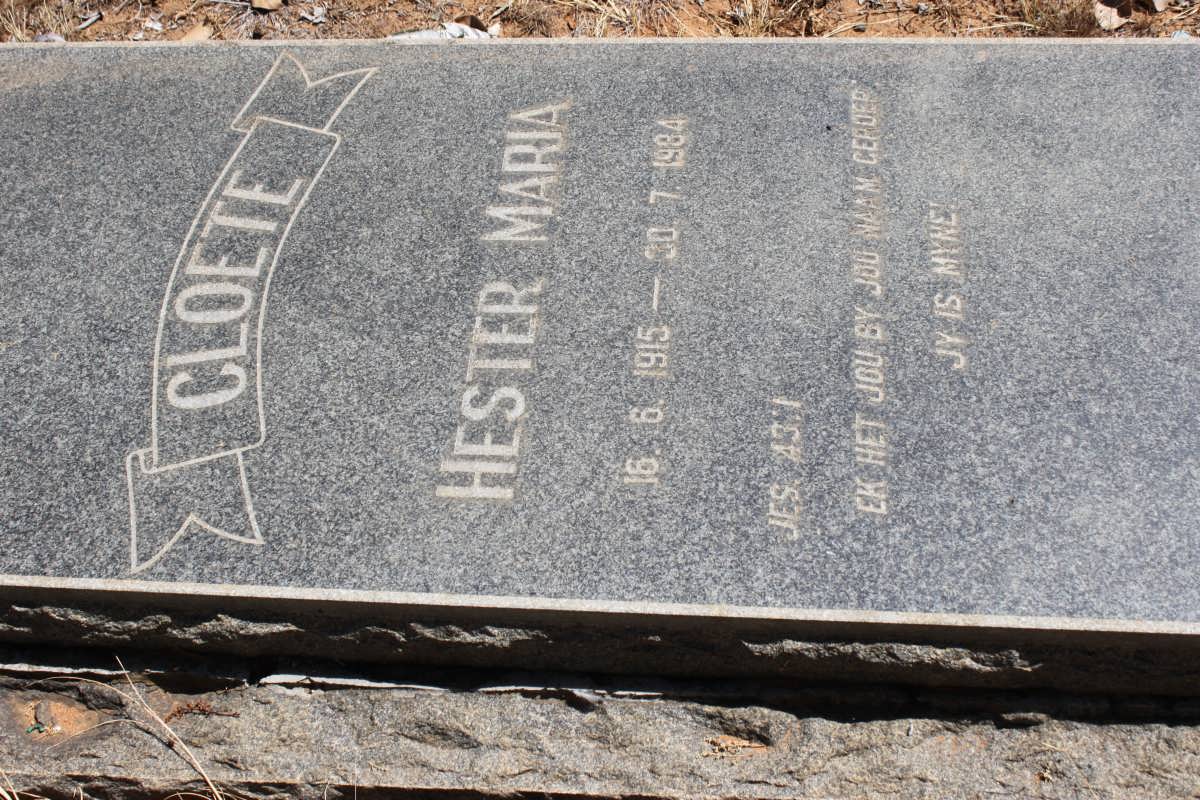 CLOETE Hester Maria 1915-1984