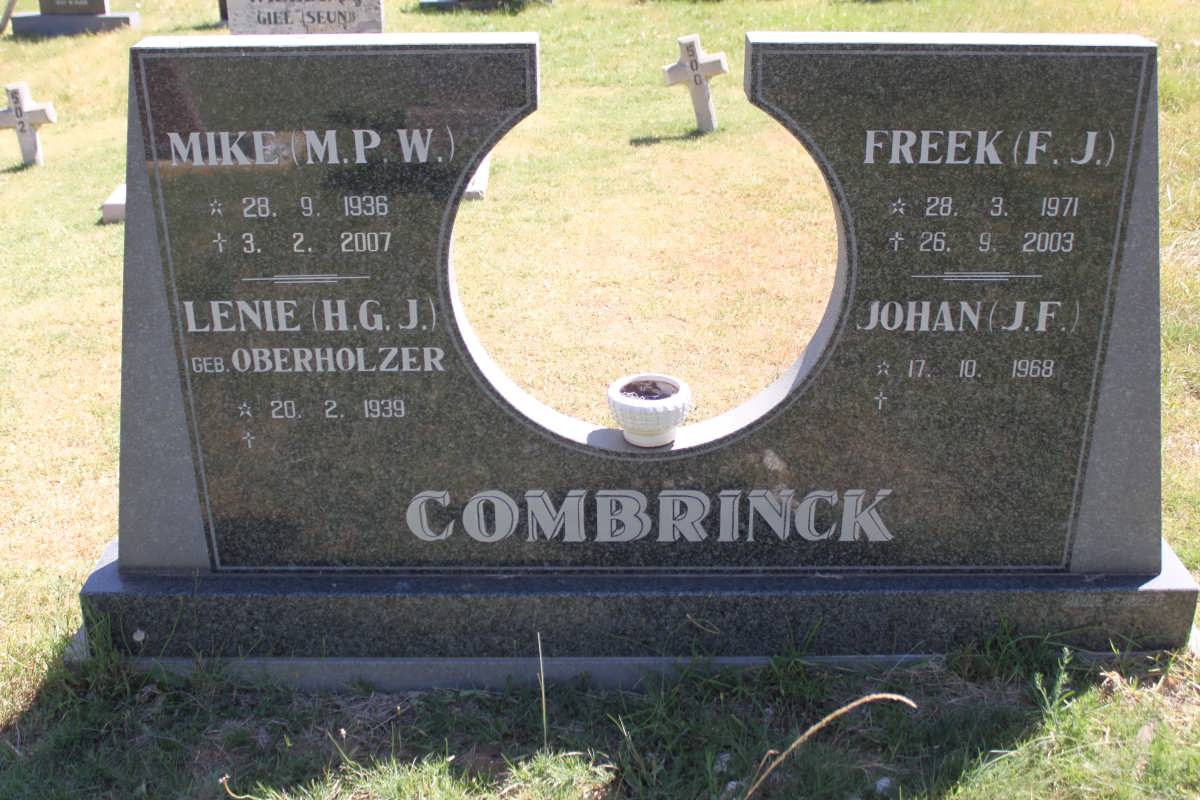 COMBRINCK M.P.W. 1936-2007 &amp; H.G.J. OBERHOLZER 1939- :: F.J. 1971-2003 :: J.F. 1968-