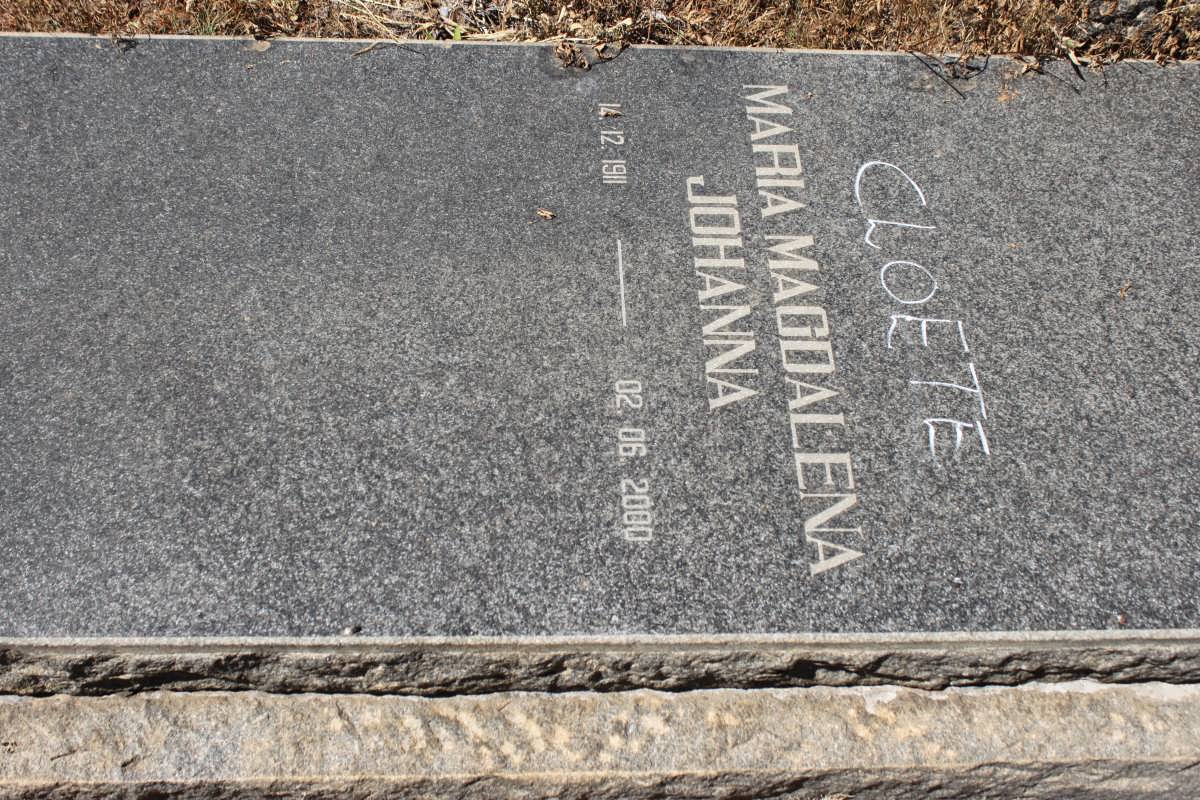 CLOETE Maria Magdalena Johanna 1911-2000