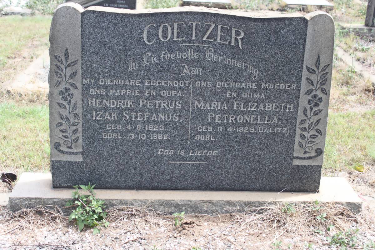 COETZER Hendrik Petrus Izak Stefanus 1923-1966 &amp; Maria Elizabeth Petronella CALITZ 1929-