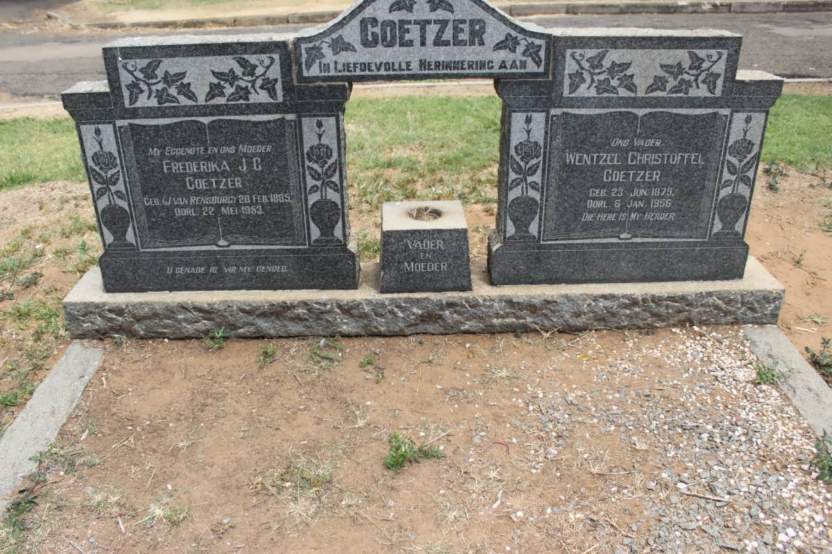 COETZER Wentzel Christoffel 1879-1956 &amp; Frederika J.C. J. VAN RENSBURG 1885-1953
