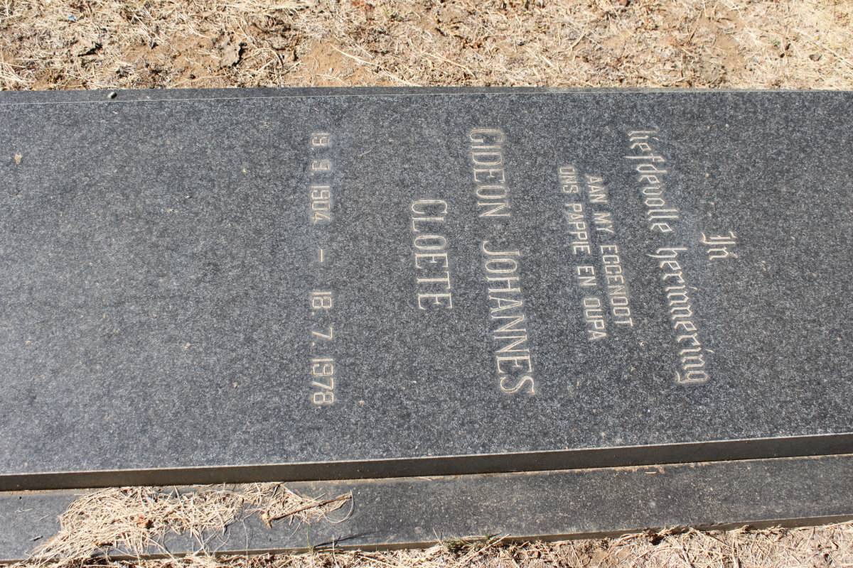 CLOETE Gideon Johannes 1904-1978