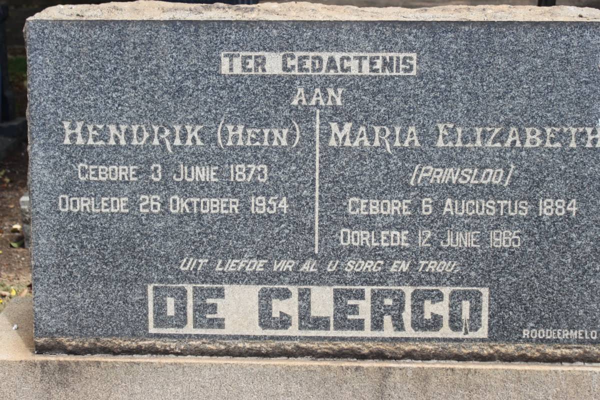 CLERCQ Hendrik, de 1873-1954 &amp; Maria Elizabeth PRINSLOO 1884-1965