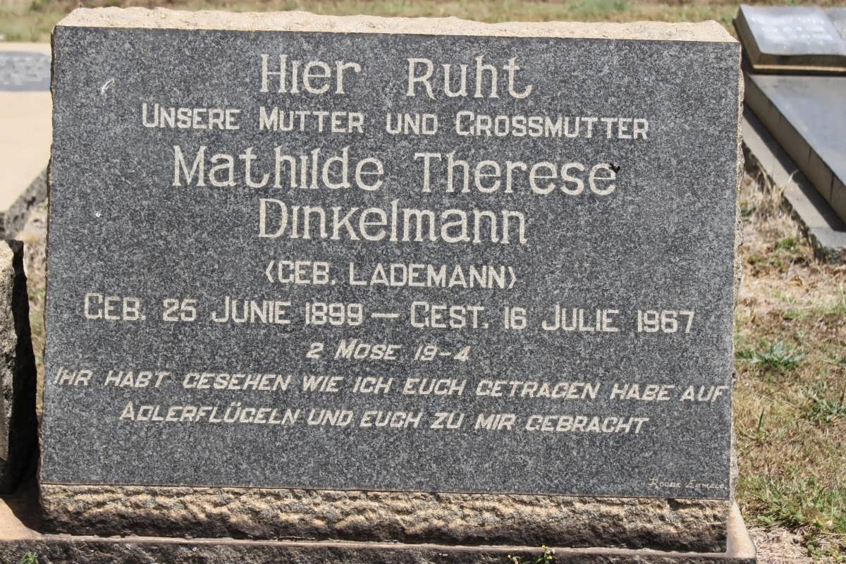 DINKELMANN Mathilde Therese geb LADEMANN 1899-1967