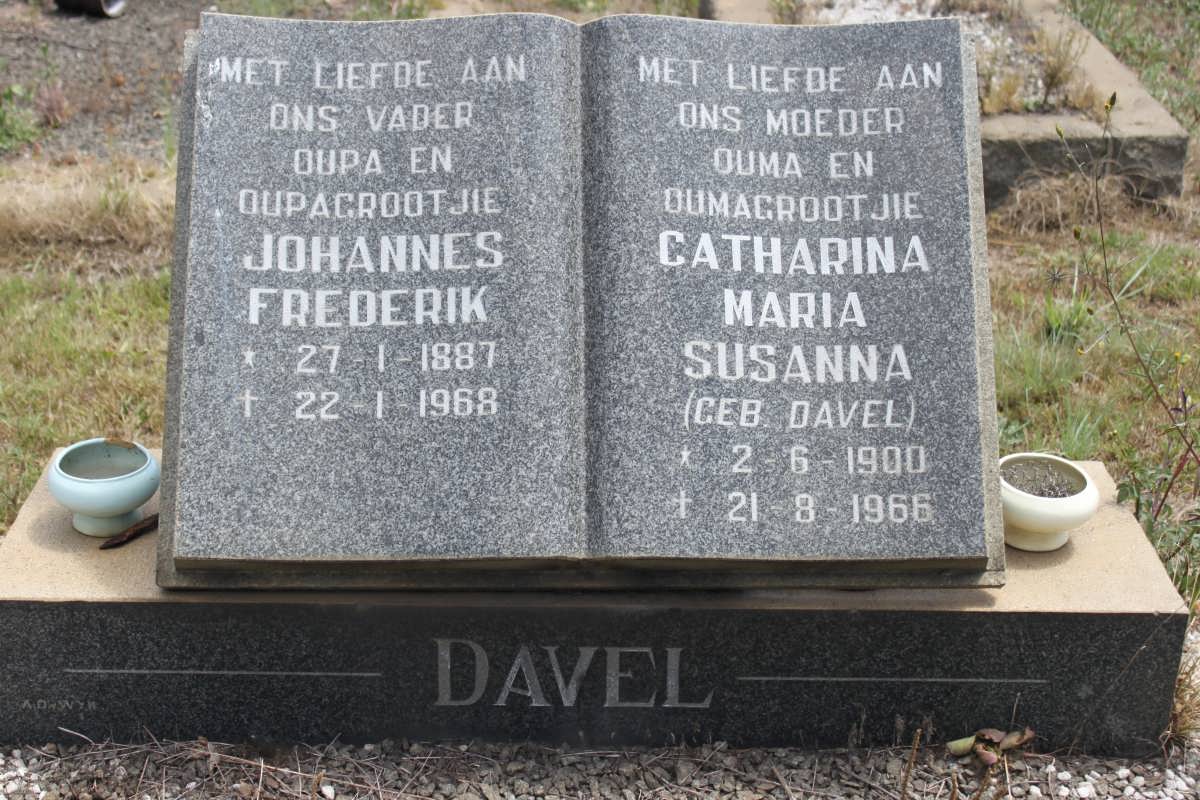 DAVEL Johannes Frederik 1887-1968 &amp; Catharina Maria Susanna DAVEL 1900-1966