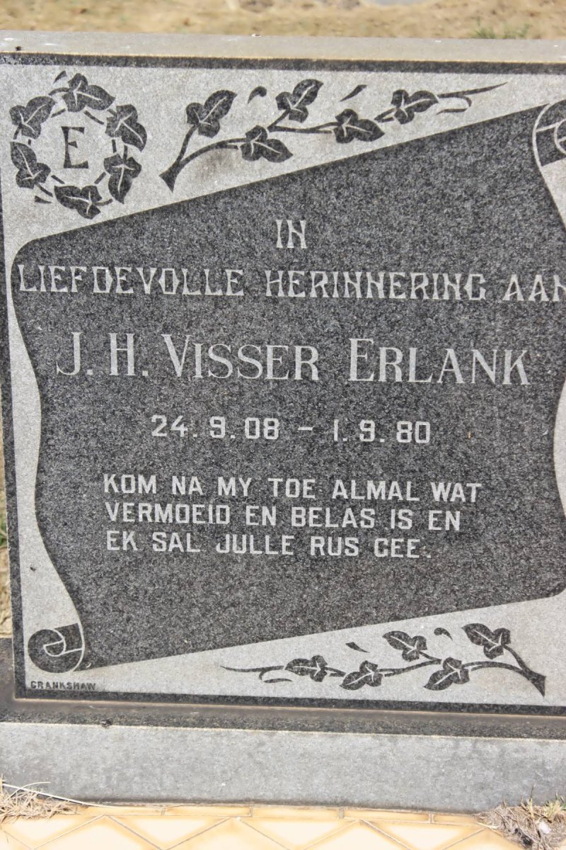 ERLANK J.H. Visser 1908-1980