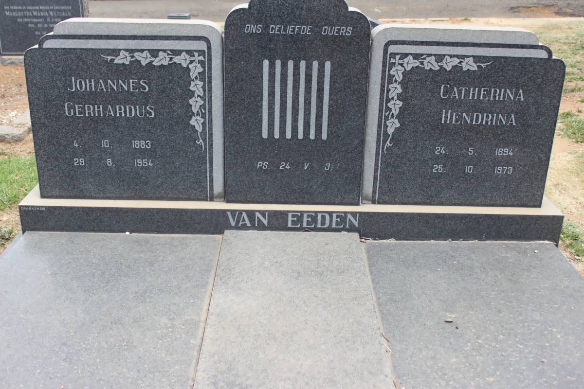 EEDEN Johannes Gerhardus, van 1883-1954 &amp; Catherina Hendrina 1894-1973