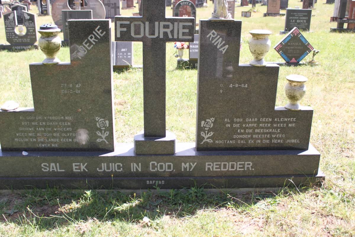 FOURIE Toerie 1947-2001 &amp; Rina 1954-