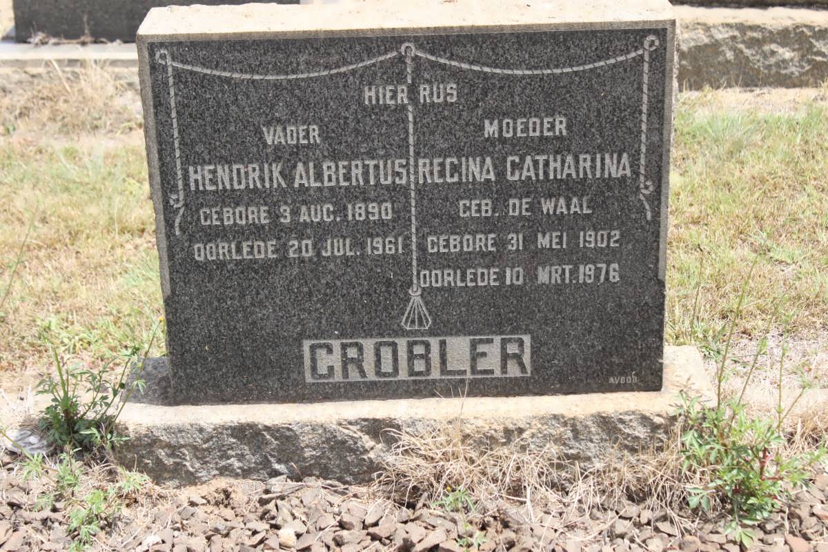 GROBLER Hendrik Albertus 1890-1961 &amp; Regina Catharina DE WAAL 1902-1976