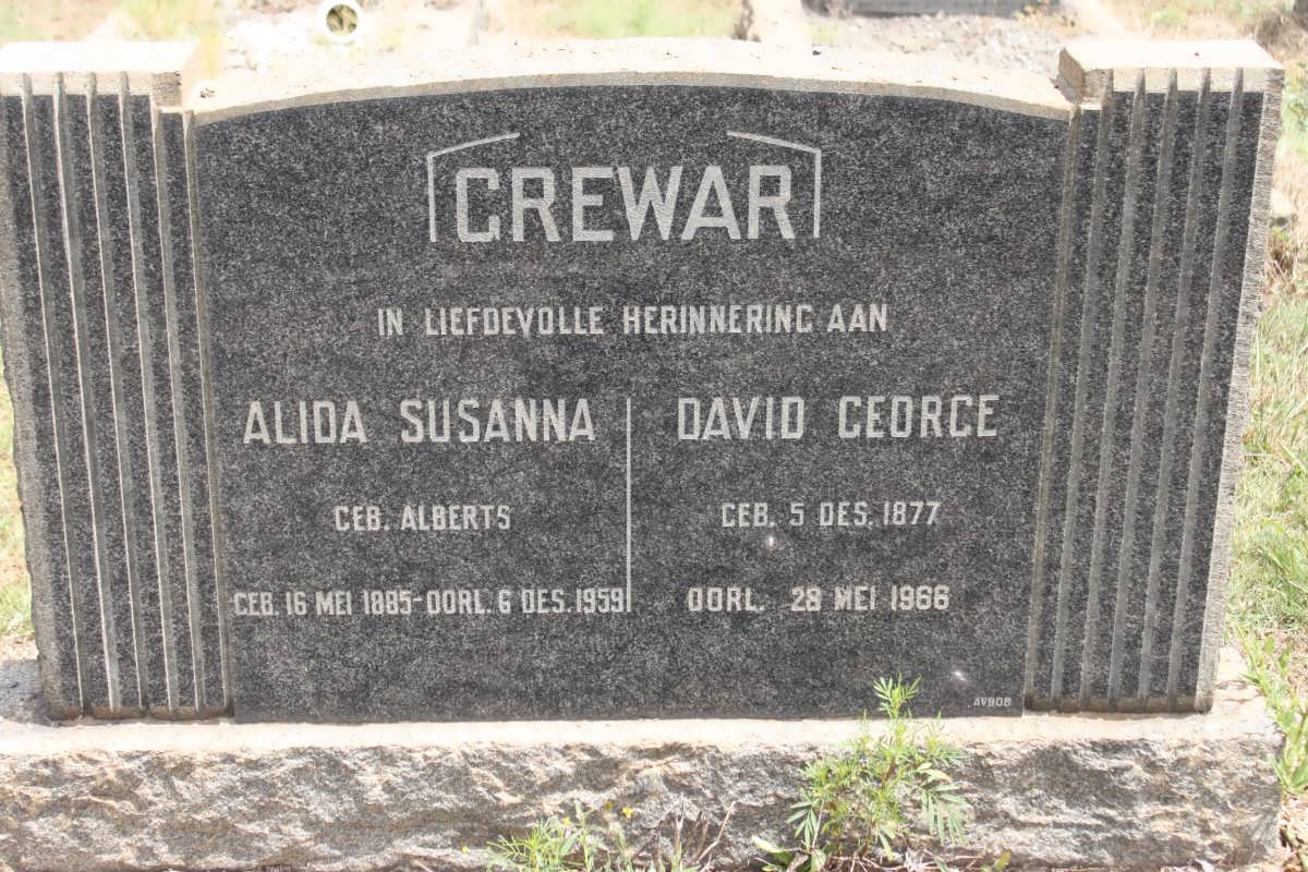 GREWAR David George 1877-1966 &amp; Alida Susanna ALBERTS 1885-1959