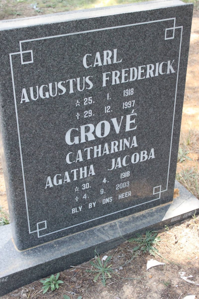 GROVÉ Carl Augustus Frederick 1918-1997 &amp; Catharina Agatha Jacoba 1918-2003
