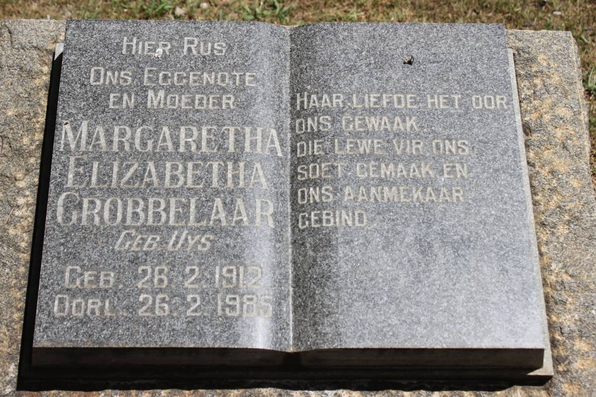 GROBBELAAR Margaretha Elizabetha geb UYS 1912-1985