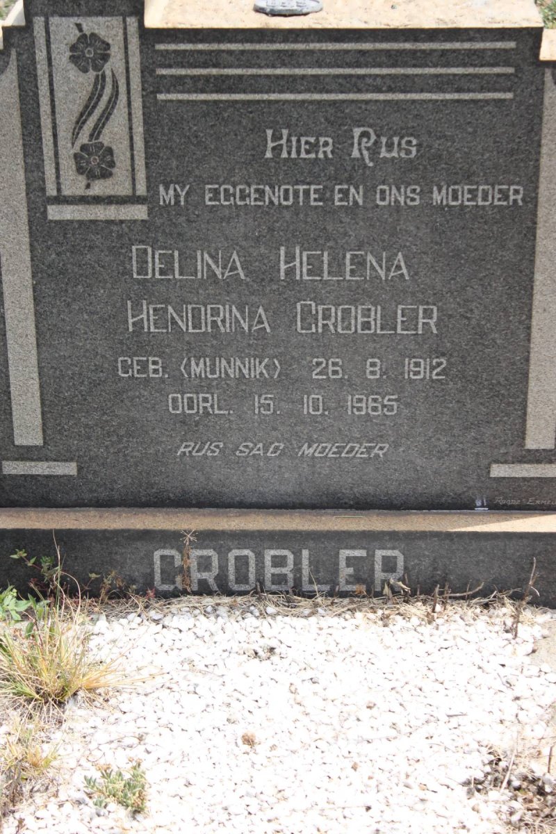 GROBLER Delina Helena Hendrina geb MUNNIK 1912-1965