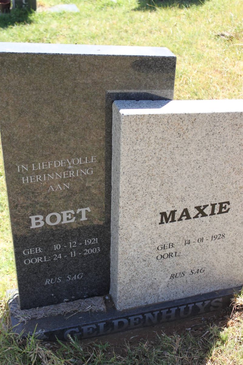 GELDENHUYS Boet 1921-2003 &amp; Maxie 1928-