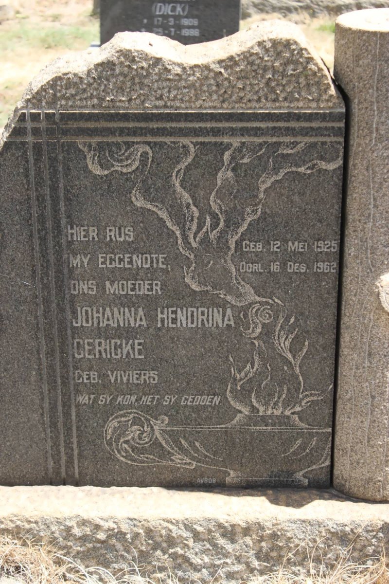 GERICKE Johanna Hendrina geb VIVIERS 1925-1962