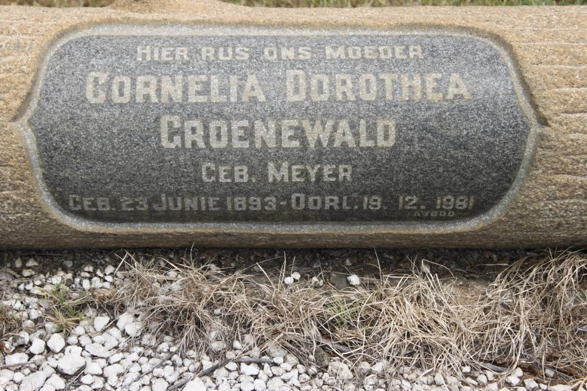 GROENEWALD Cornelia Dorothea nee MEYER 1893-1981