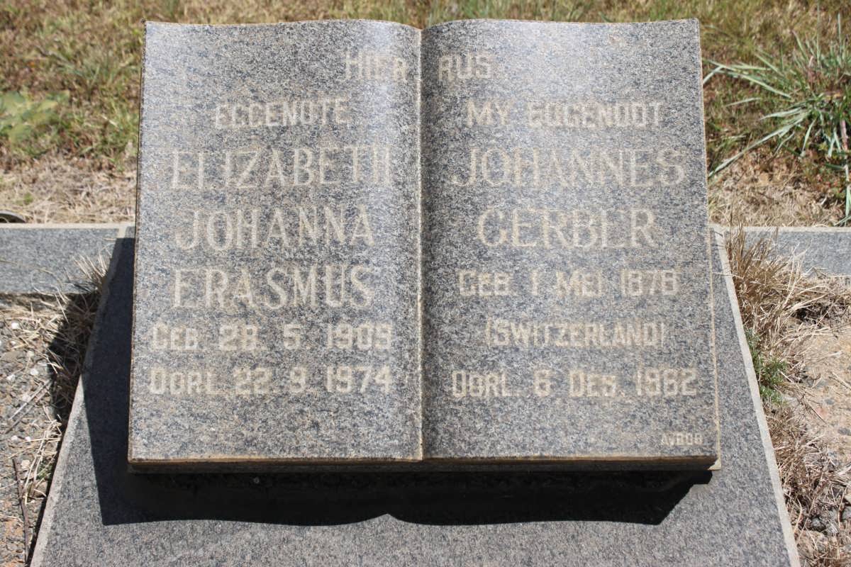 GERBER Johannes 1878-1962 &amp; Elizabeth Johanna ERASMUS 1909-1974