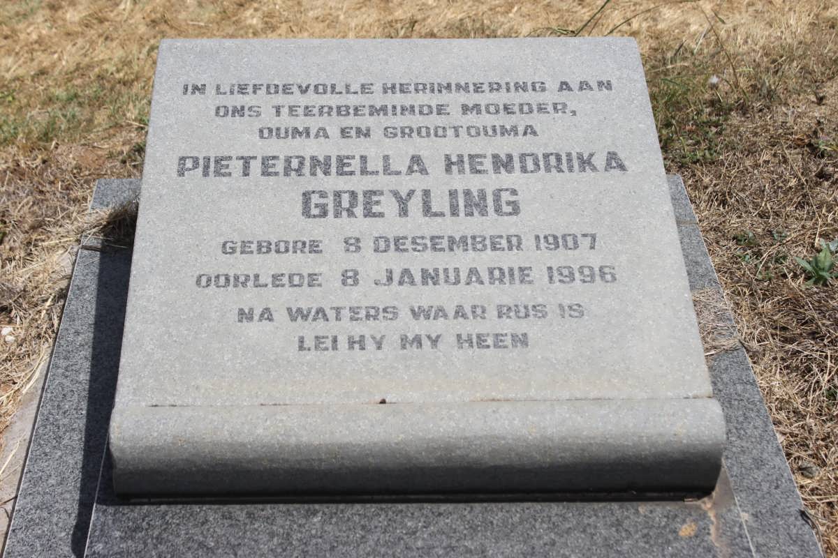 GREYLING Pieternella Hendrika 1907-1996