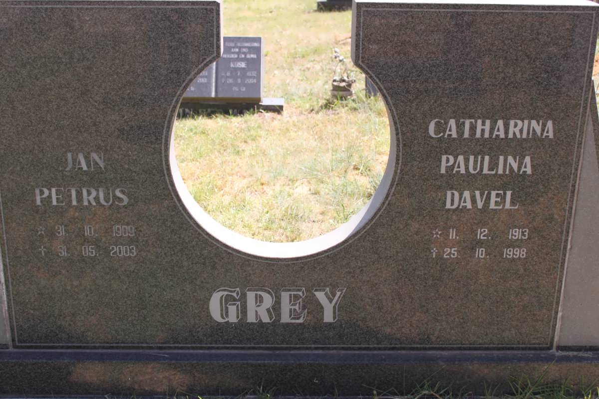 GREY Jan Petrus 1909-2003 &amp; Paulina Davel DAVEL 1913-1989