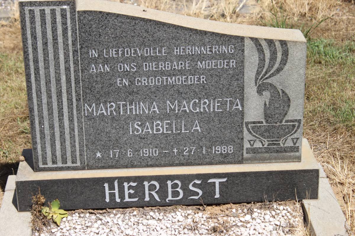 HERBST Marthina Magrieta Isabella 1910-1988