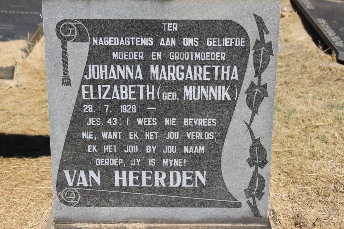 HEERDEN Johanna Margaretha Elizabeth, van nee MUNNIK 1928-