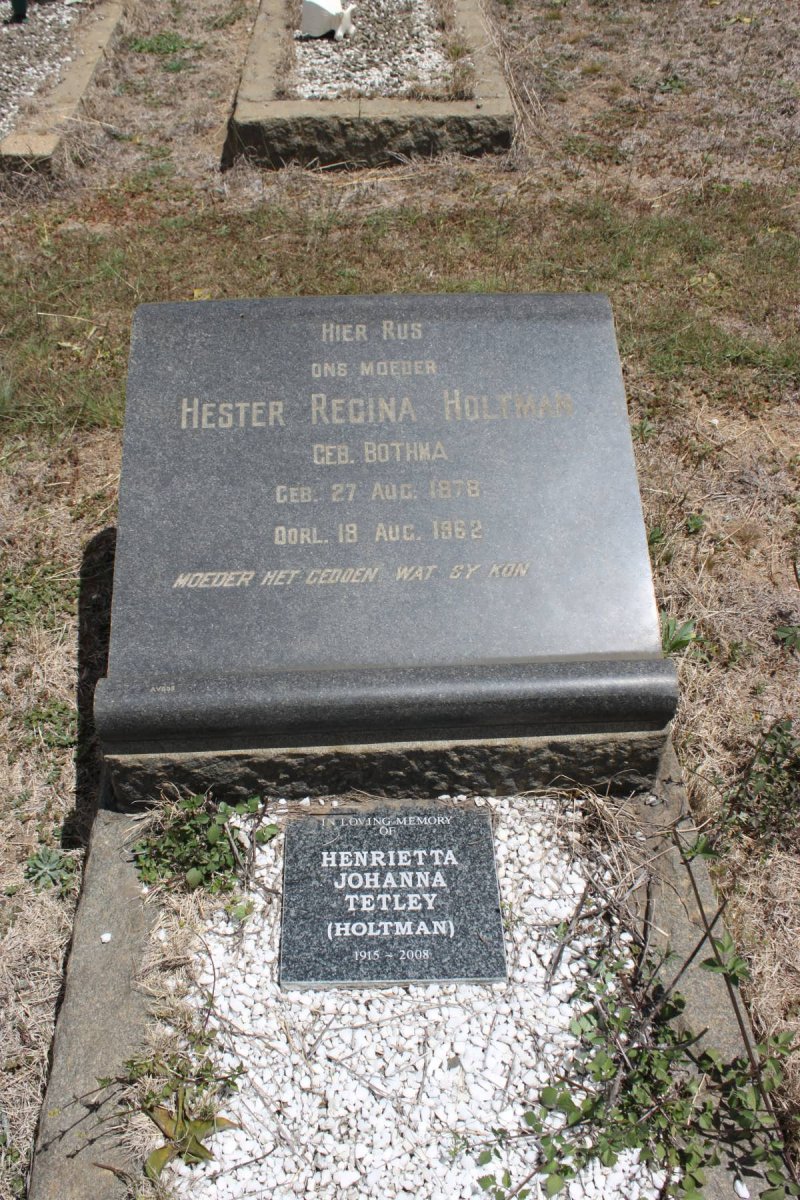 HOLTMAN Hester Regina geb BOTHMA 1878-1962 :: TETLEY Henrietta Johanna geb HOLTMAN 1915-2008