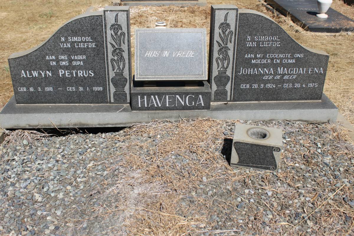 HAVENGA Alwyn Petrus 1918-1999 &amp; Johanna Magdalena DE BEER 1924-1975