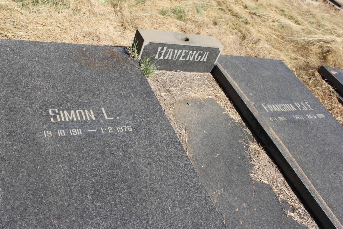 HAVENGA Simon L. 1911-1976 &amp; Francina P.J.E. NEL 1915-1990