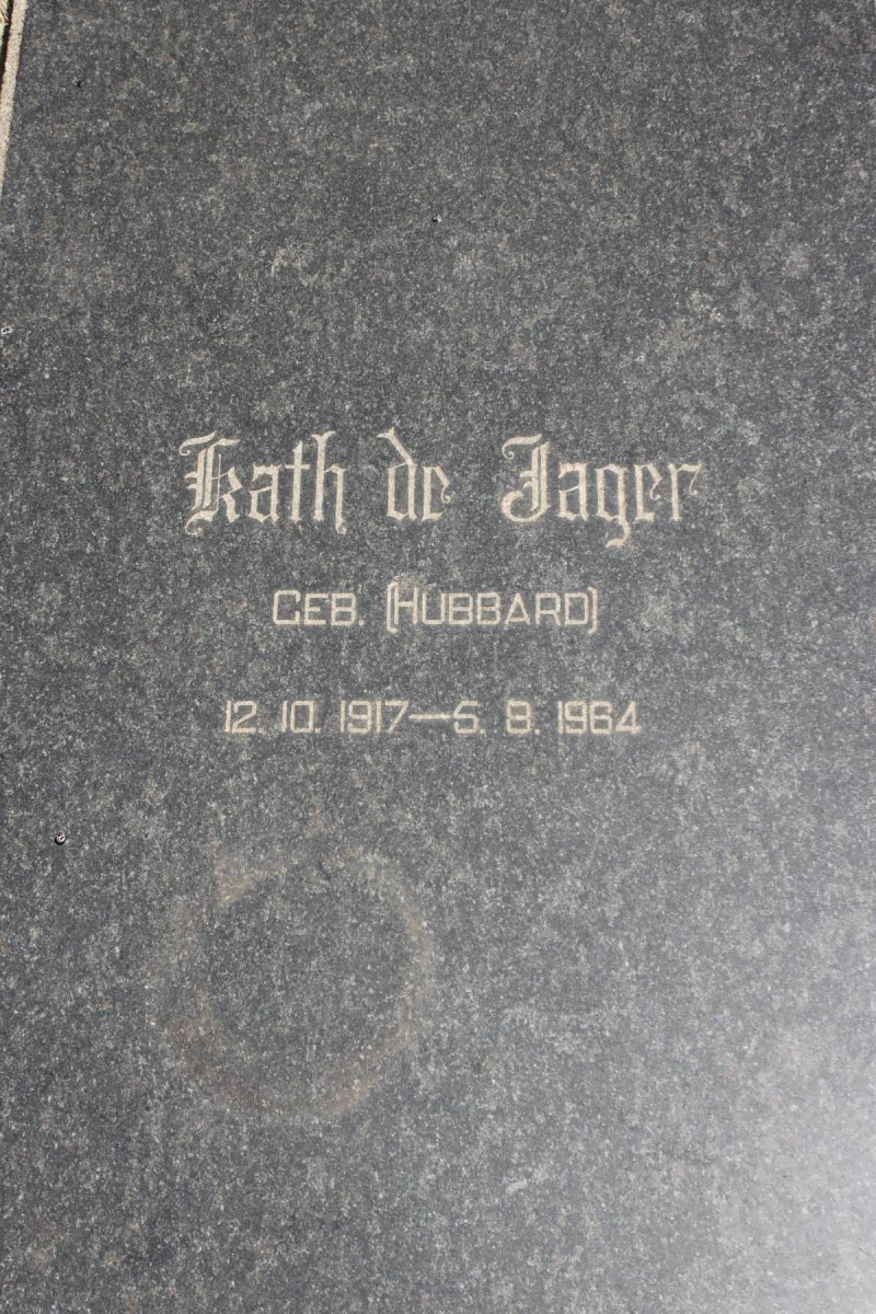 JAGER Kath, de geb HUBBARD 1917-1964