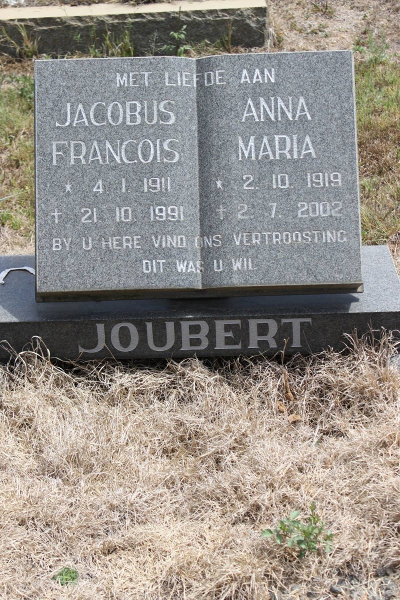 JOUBERT Jacobus Francois 1911-1991 &amp; Anna Maria 1919-2002