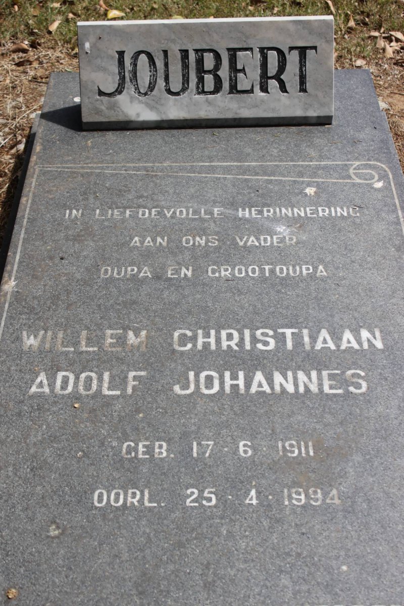 JOUBERT Willem Christiaan Adolf Johnnes 1911-1994