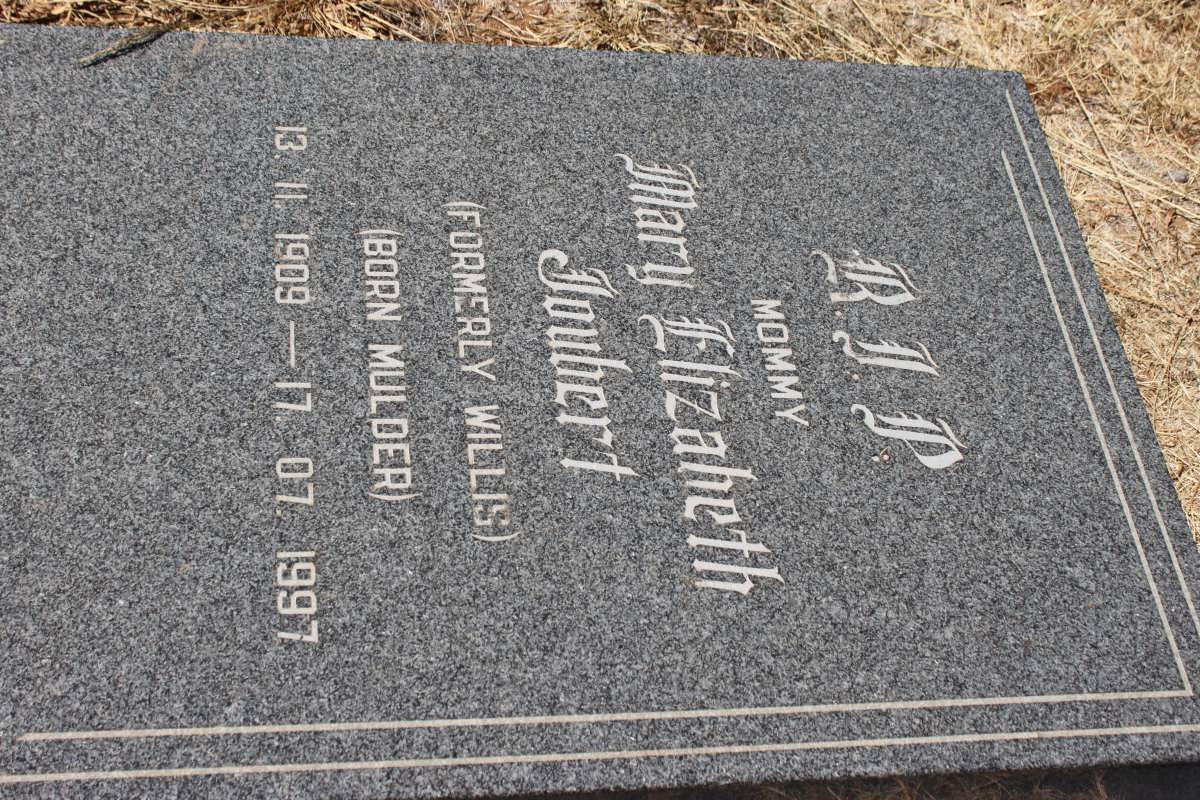 JOUBERT Mary Elizabeth, formerly WILLIS, nee MULDER 1909-1997