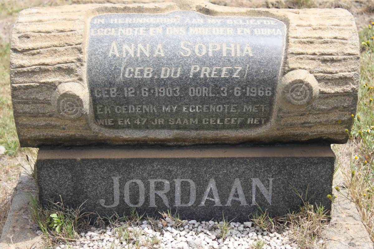 JORDAAN Anna Sophia geb DU PREEZ 1903-1966