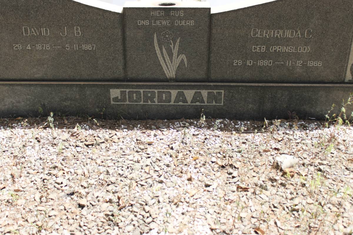JORDAAN David J.B. 1876-1967 &amp; Gertruida C. PRINSLOO 1880-1968
