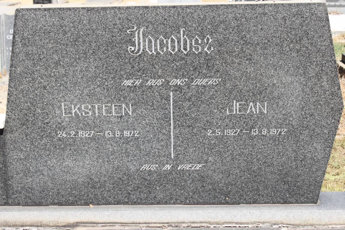JACOBSZ Eksteen 1927-1972 &amp; Jean 1927-1972