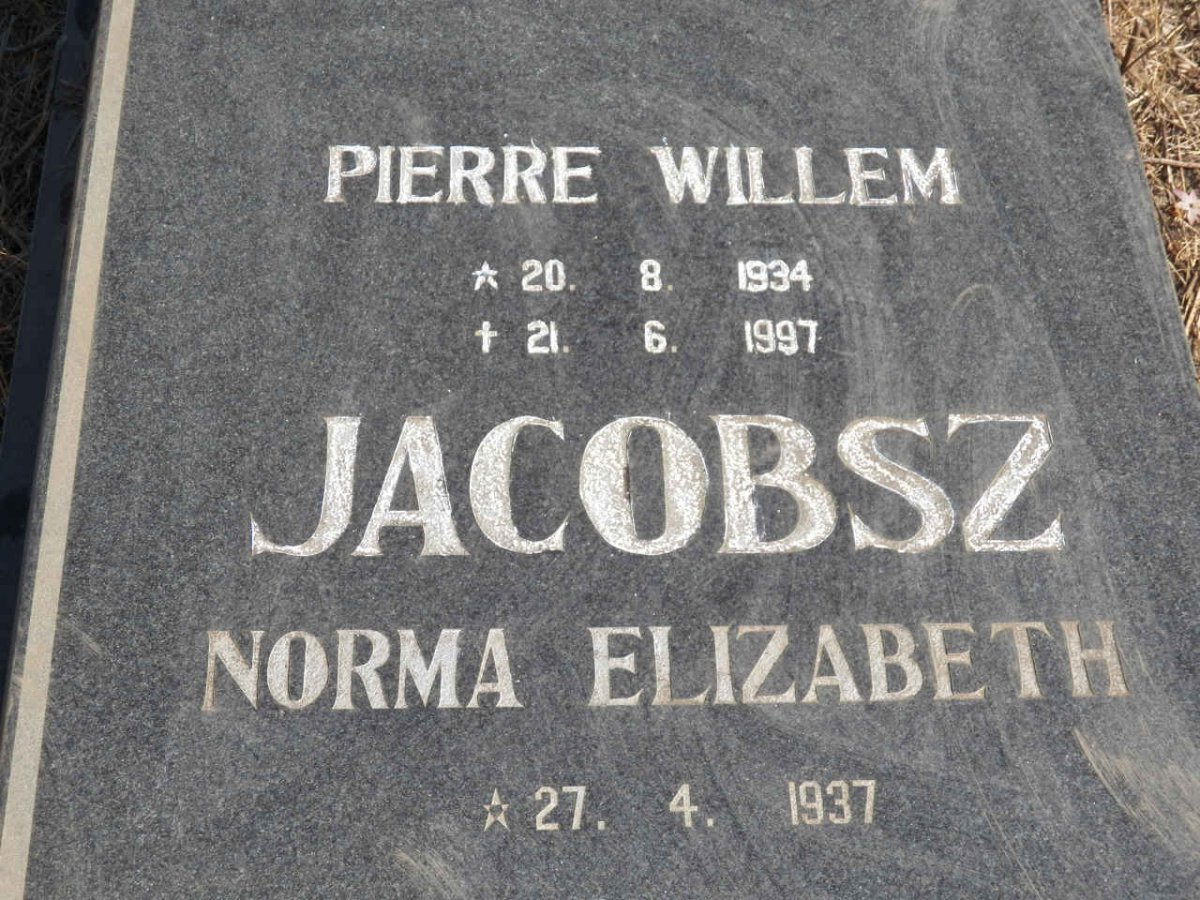 JACOBSZ Pierre Willem 1934-1997 &amp; Norma Elizabeth 1937-