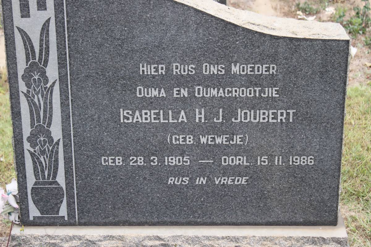 JOUBERT Isabella H.J. nee WEWEJE 1905-1986