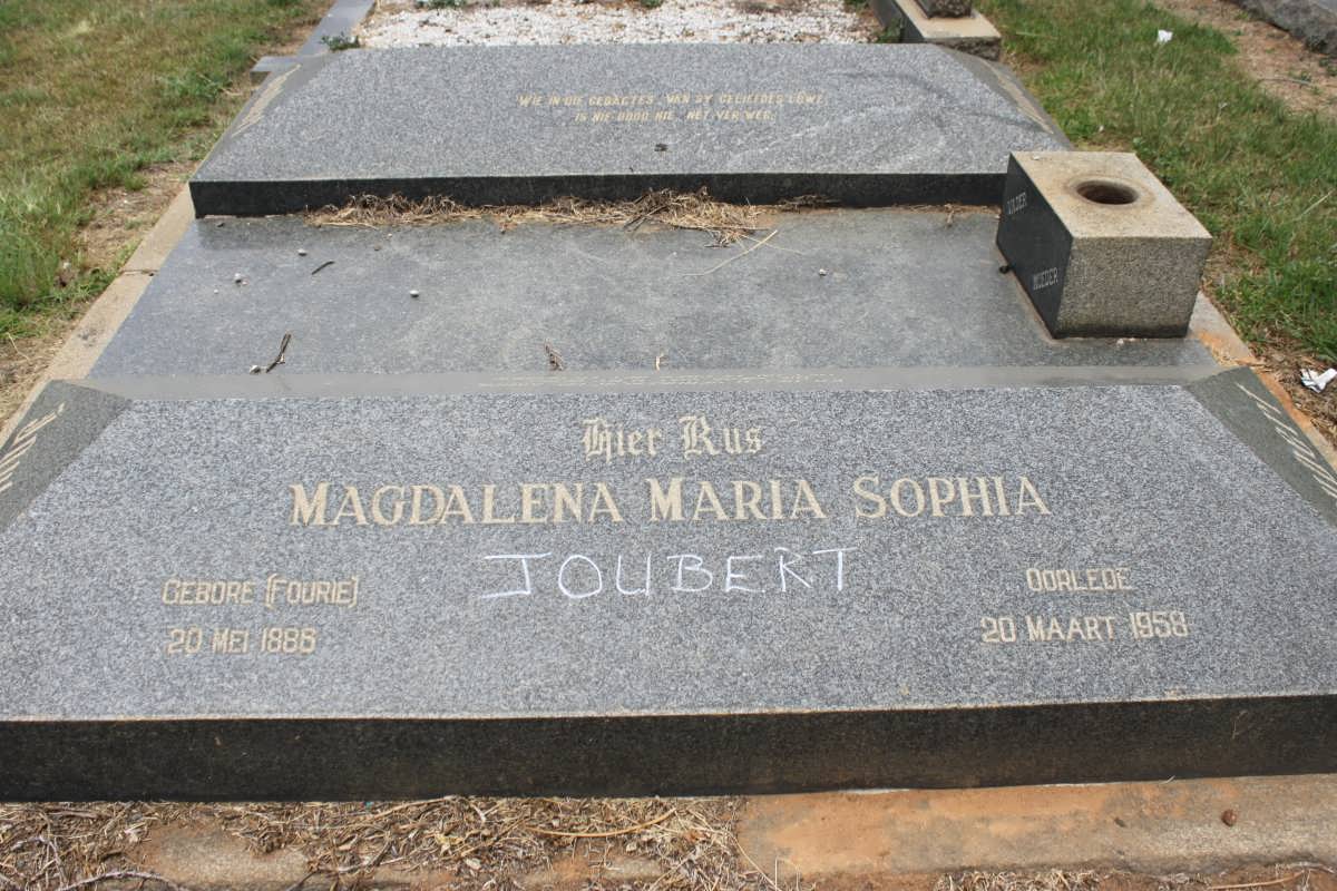 JOUBERT Magdalena Maria Sophia nee FOURIE 1886-1958