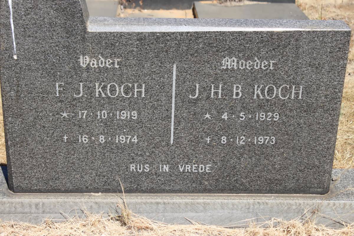 KOCH F.J. 1919-1974 &amp; J.H.B. 1929-1973