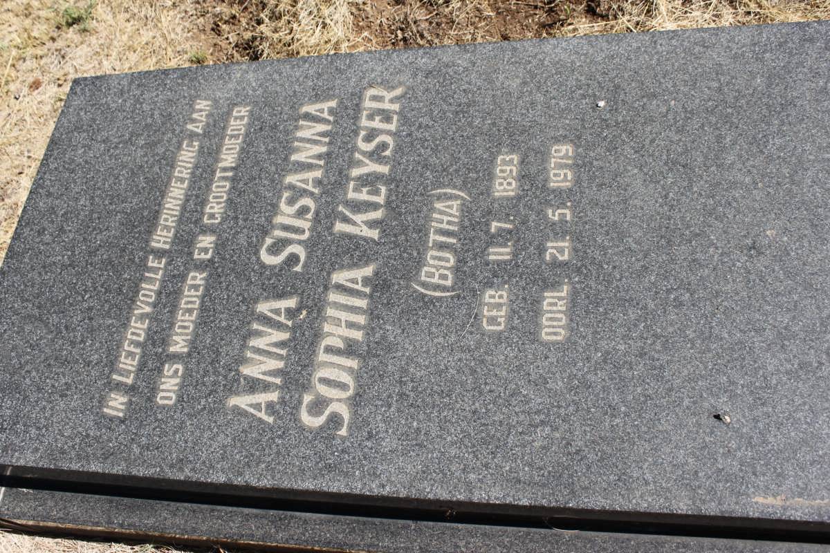 KEYSER Anna Susanna Sophia nee BOTHA 1893-1979