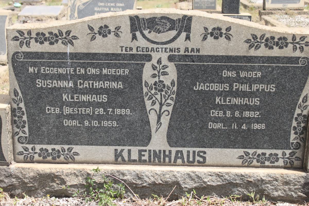 KLEINHAUS Jacobus Philippus 1882-1966 &amp; Susanna Catharina BESTER 1889-1959