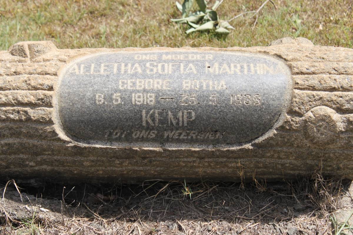 KEMP Aletha Sofia Marthina geb BOTHA 1918-1985