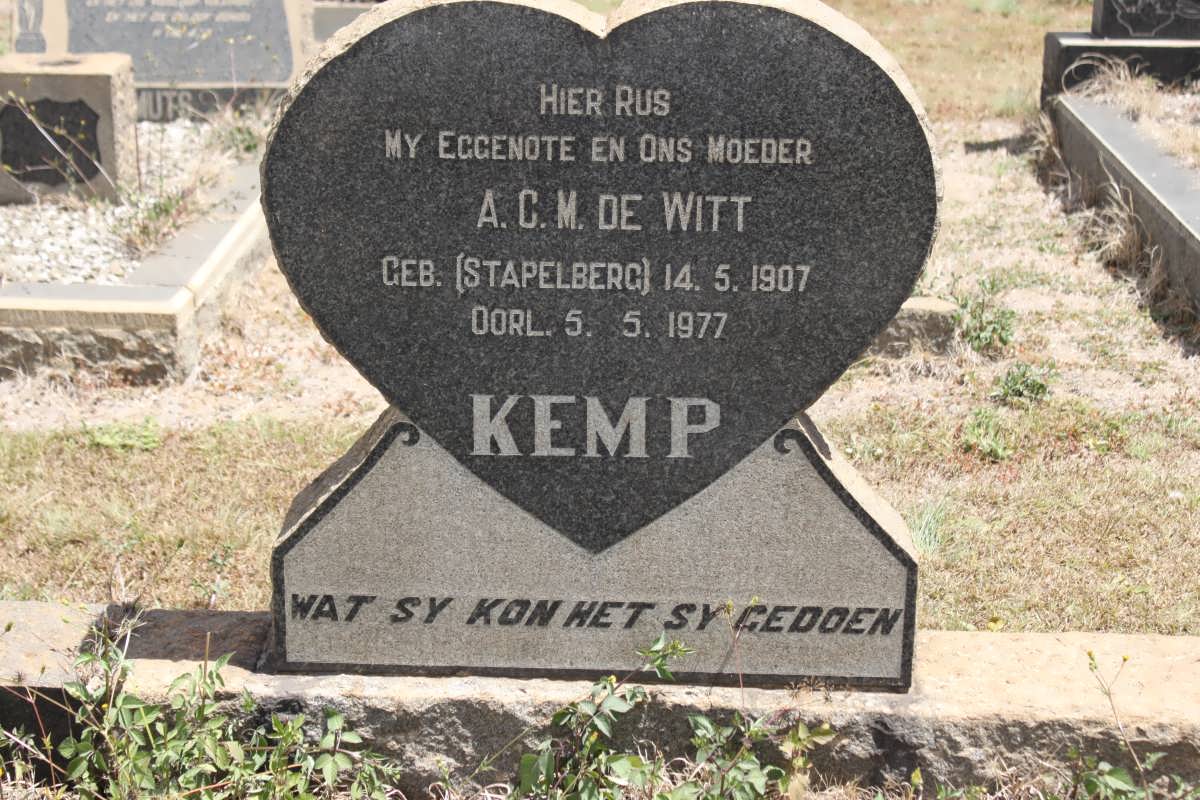 KEMP A.C.M. de Witt geb STAPELBERG 1907-1977