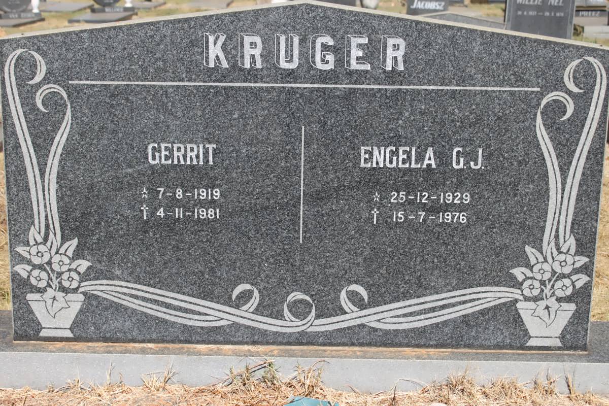 KRUGER Gerrit 1919-1981 &amp; Engela G.J. 1929-1976
