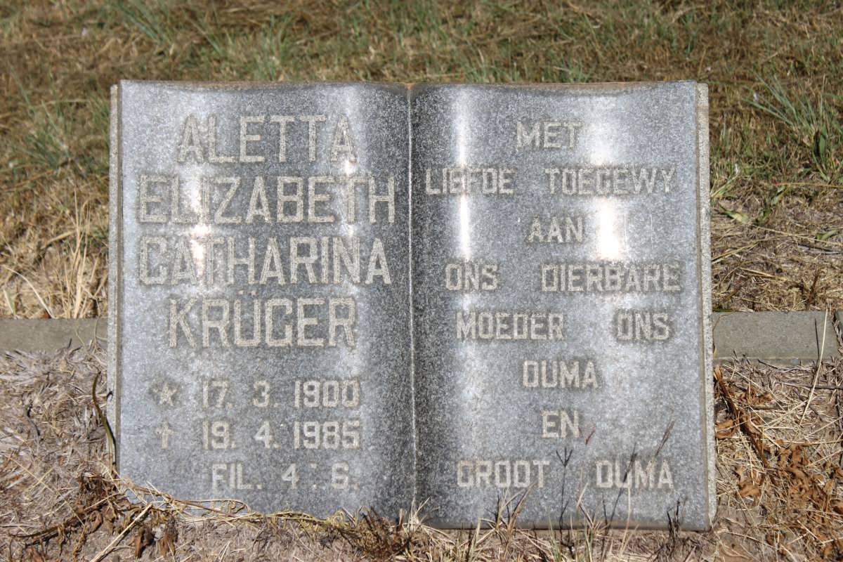 KRUGER Aletta Elizabeth Catharina 1900-1985